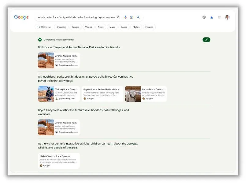 google search generative experience snapshot
